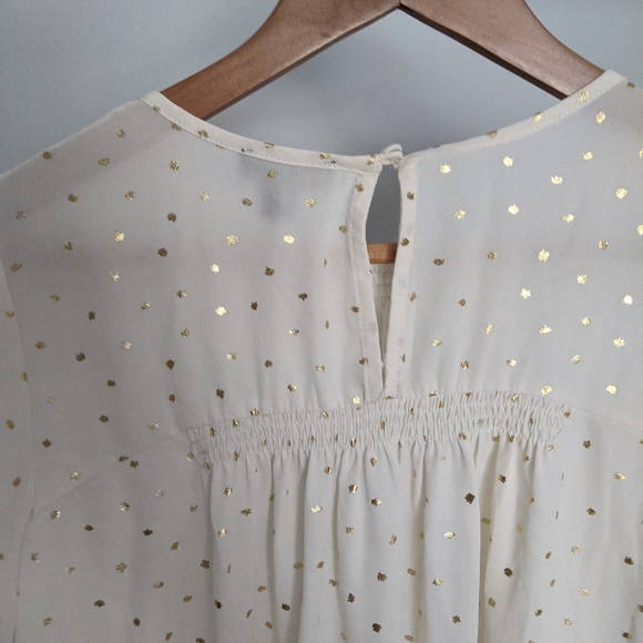 Current Air Smocked Gold Polka Dot Blouse - Picture 3 of 9